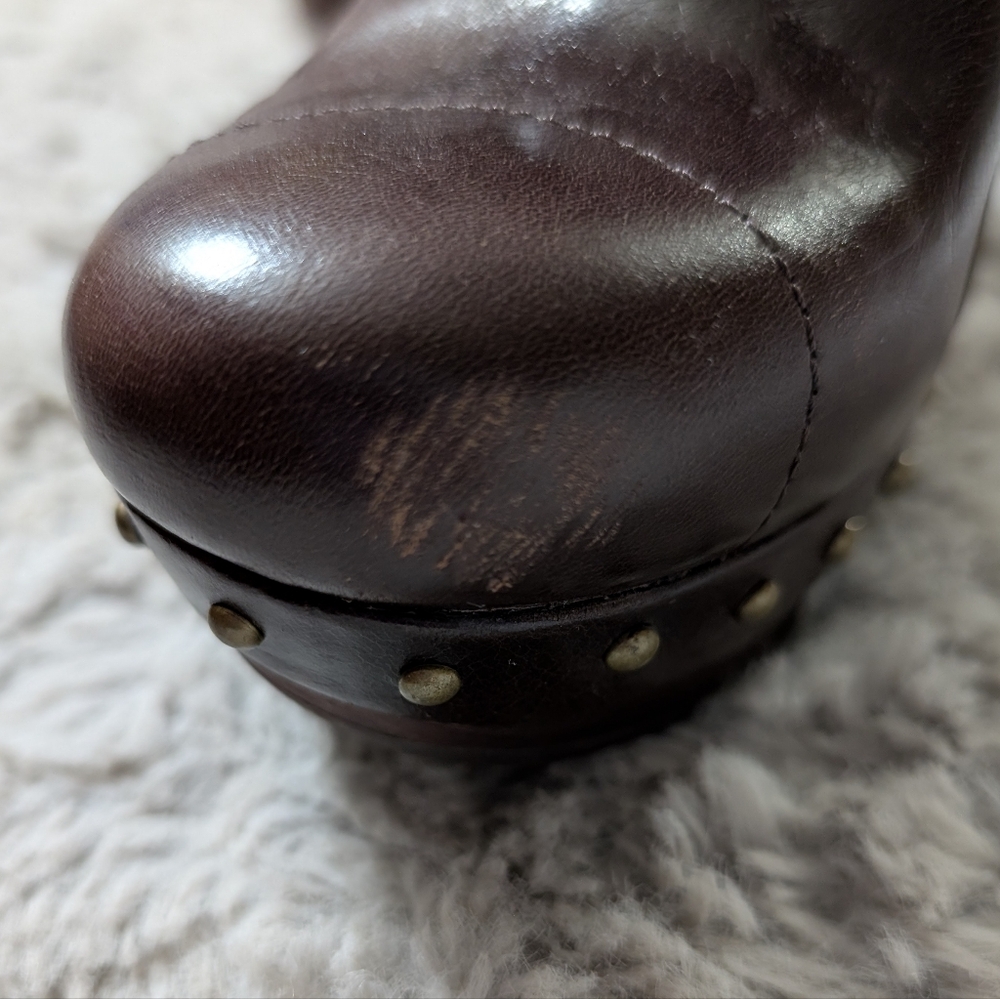 Ugg Celestina Brown Leather Platform Heels Women's Size 7.5 - Picture 11 of 11